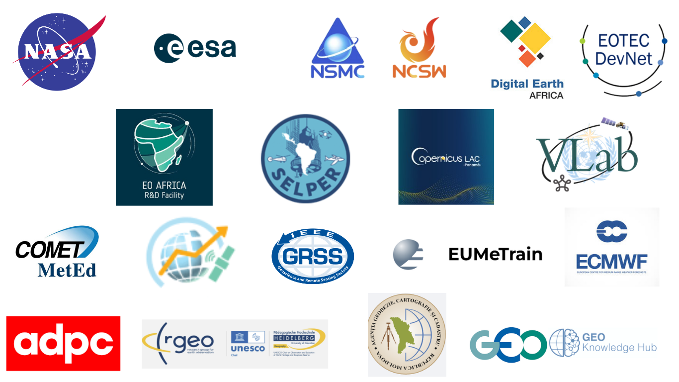 Array of 18 logos on a white background